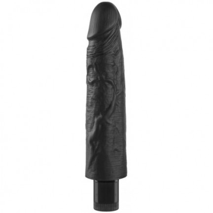 Реалистичный черный вибратор с рельефным стволом X-Men Vibrating Siliсone Cock 19 см