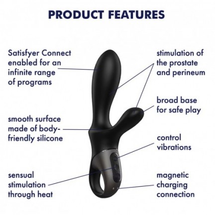 Анальный смарт-вибратор с подогревом и стимулятором промежности Satisfyer Heat Climax+